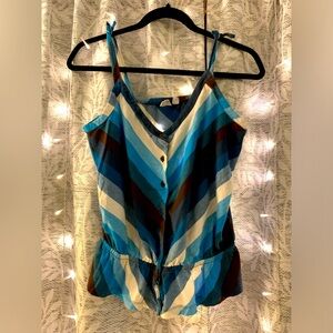 Old Navy blue chevron peplum tank, size M